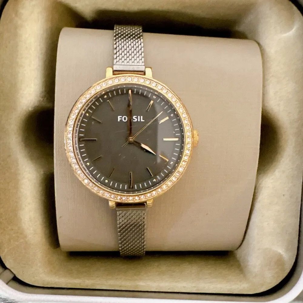 Fossil BQ3458 Classic Minute Gunmetal Steel Watch with Crystal